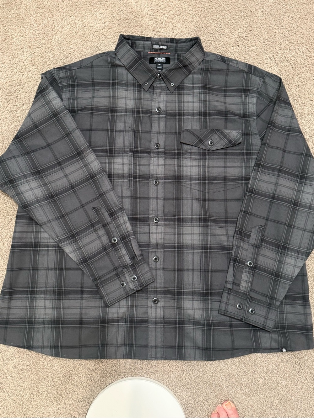 Button-Down Gray Plaid Long-Sleeve Shirt